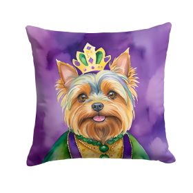 Yorkshire Terrier King of Mardi Gras Throw Pillow Machine Washable, Indoor Outdoor Decorative Pillow for Couch, Bed or Patio, 14Hx14W (Default: Default)