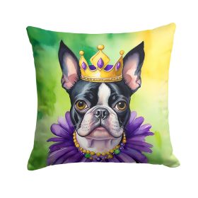 Boston Terrier King of Mardi Gras Throw Pillow Machine Washable, Indoor Outdoor Decorative Pillow for Couch, Bed or Patio, 18Hx18W (Default: Default)