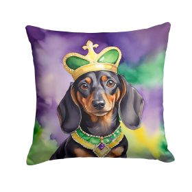Dachshund King of Mardi Gras Throw Pillow Machine Washable, Indoor Outdoor Decorative Pillow for Couch, Bed or Patio, 18Hx18W (Default: Default)