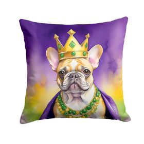 French Bulldog King of Mardi Gras Throw Pillow Machine Washable, Indoor Outdoor Decorative Pillow for Couch, Bed or Patio, 14Hx14W (Default: Default)