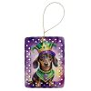 Dachshund King of Mardi Gras Porcelain Ornament Christmas Tree Hanging Decorations for Home Christmas Holiday, Rectangle, Gift, Multicolor