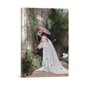 Liebevolle Blumenpflege (Type: Standard Framed Canvas Print, size: 28" x 20" / 70cm x 50cm (approx))