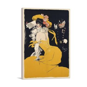 Poster Of a Woman In a Yellow Dress 1902 (Type: Standard Framed Canvas Print, size: 16" x 12" / 42cm x 30cm (approx))