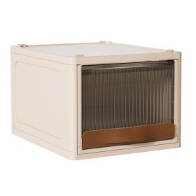 16.5L Stackable Storage Bin Plastic Drawer with Lid Closet Organizer Two Ways Opening Storage Box for Closet Kitchen Living Room Bedroom (Option: L_White)