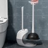 Toilet Plunger and Brush Combo Set with Ventilated Holder 2 in 1 Toilet Cleaning Tools Set with Caddy Stand for Bathroom