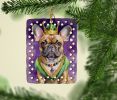 French Bulldog King of Mardi Gras Porcelain Ornament Christmas Tree Hanging Decorations for Home Christmas Holiday, Rectangle, Gift, Multicolor