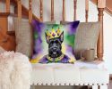Scottish Terrier King of Mardi Gras Throw Pillow Machine Washable, Indoor Outdoor Decorative Pillow for Couch, Bed or Patio, 14Hx14W