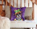 Boxer King of Mardi Gras Throw Pillow Machine Washable, Indoor Outdoor Decorative Pillow for Couch, Bed or Patio, 14Hx14W