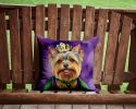Yorkshire Terrier King of Mardi Gras Throw Pillow Machine Washable, Indoor Outdoor Decorative Pillow for Couch, Bed or Patio, 14Hx14W