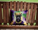 Scottish Terrier King of Mardi Gras Throw Pillow Machine Washable, Indoor Outdoor Decorative Pillow for Couch, Bed or Patio, 14Hx14W