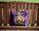 Labradoodle King of Mardi Gras Throw Pillow Machine Washable, Indoor Outdoor Decorative Pillow for Couch, Bed or Patio, 14Hx14W