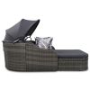 79.9" Outdoor Sunbed with Adjustable Canopy;  Double lounge;  PE Rattan Daybed