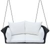 51.9" 2-Person Hanging Seat, Rattan Woven Swing Chair, Porch Swing With Ropes