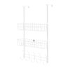 Over The Door Hooks Organizer Door Towel Rack Hanger 5 Hooks with 2 Metal Baskets for Bathroom Bedroom Kitchen Storage Shelf