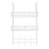 Over The Door Hooks Organizer Door Towel Rack Hanger 5 Hooks with 2 Metal Baskets for Bathroom Bedroom Kitchen Storage Shelf